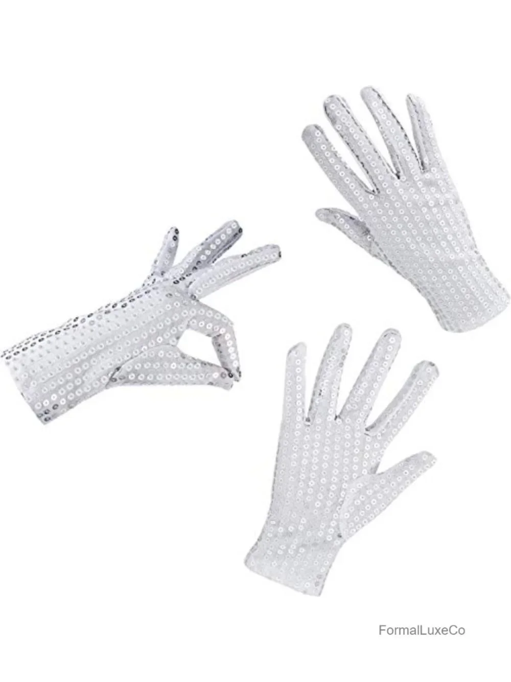 Silver Sequin Gloves Mesh Glitter Gloves Dance Mittens Dress Accessories